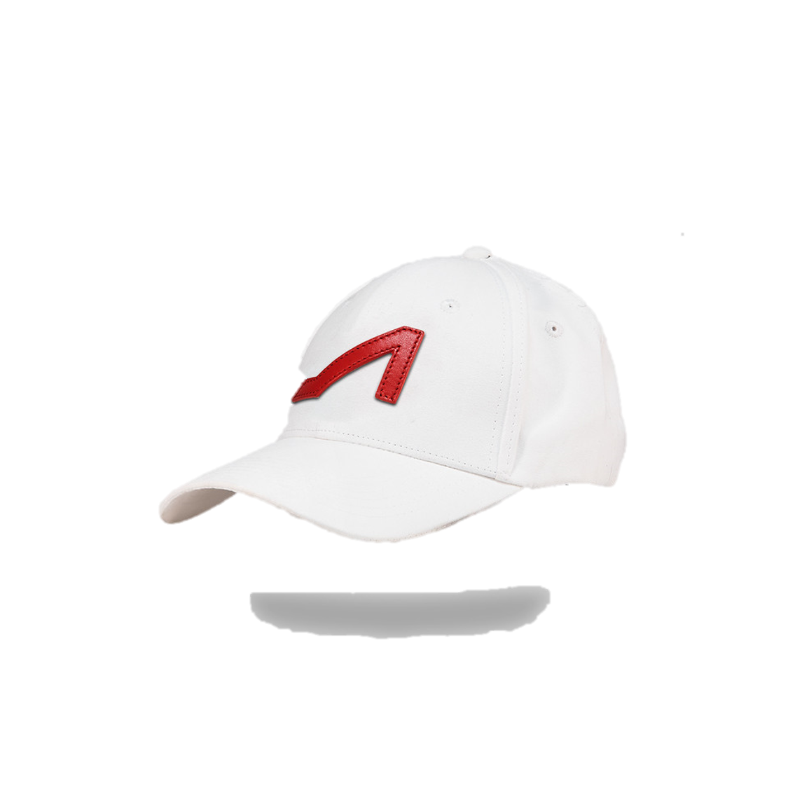 White Ultra Suede with Red Logo
