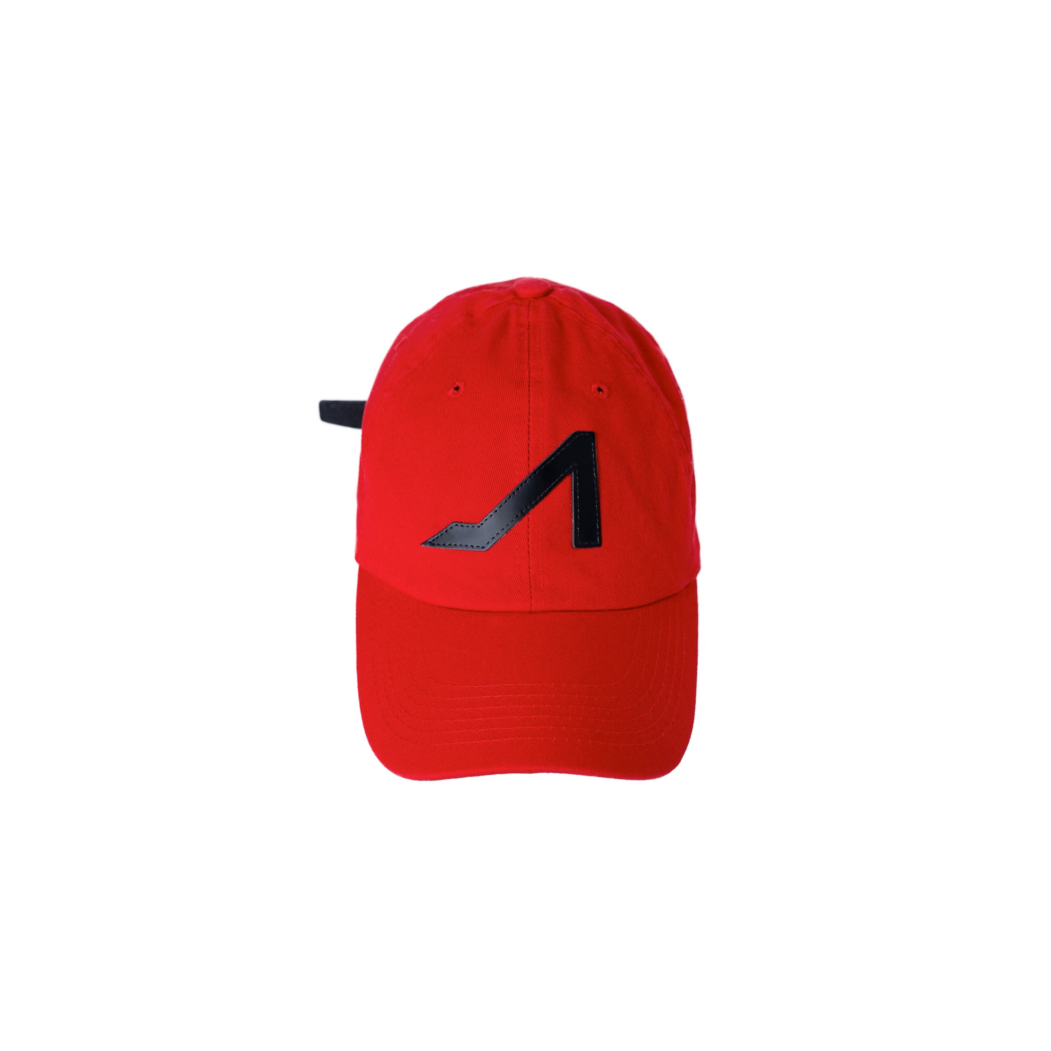 Red dad hat black logo