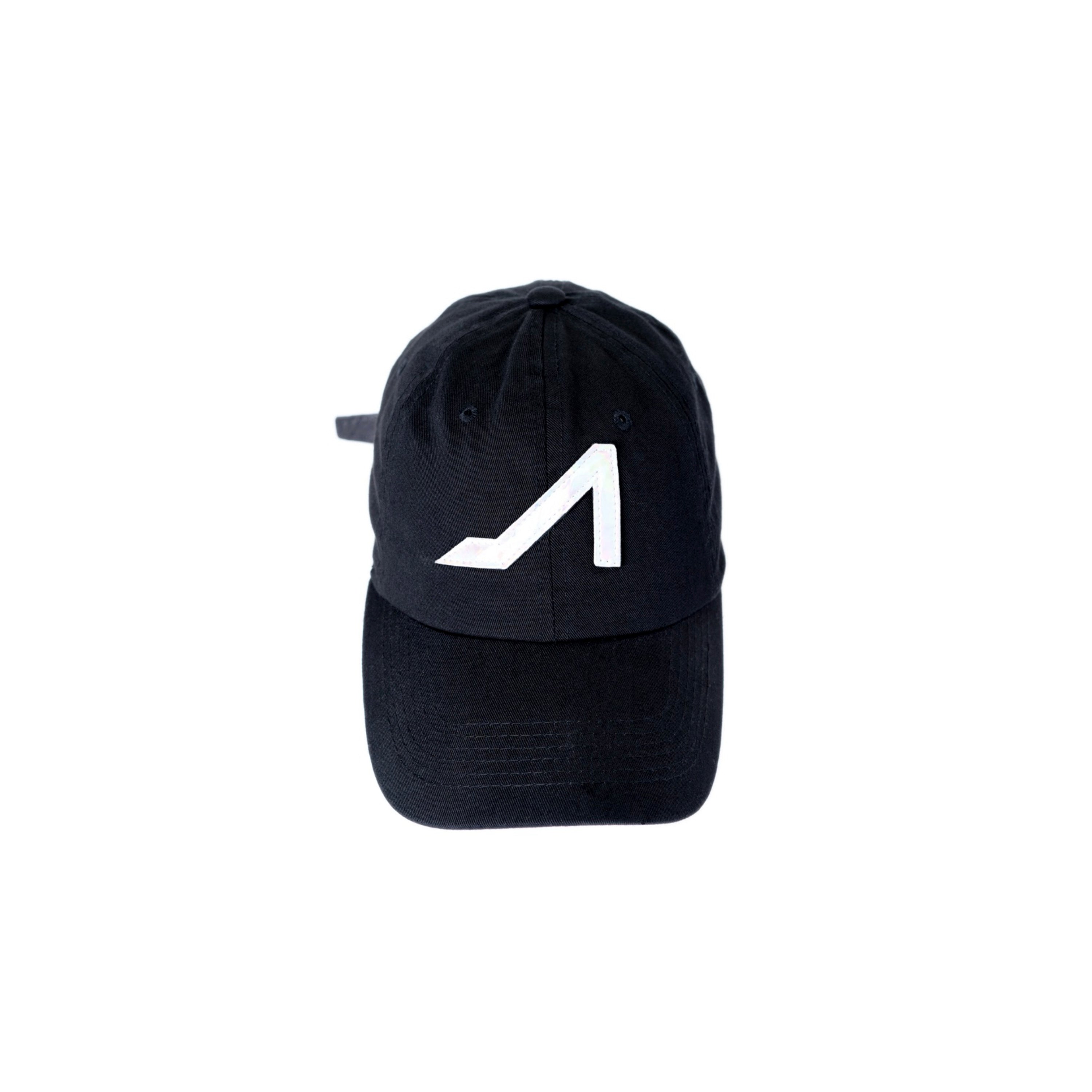 Black cotton hat with white logo